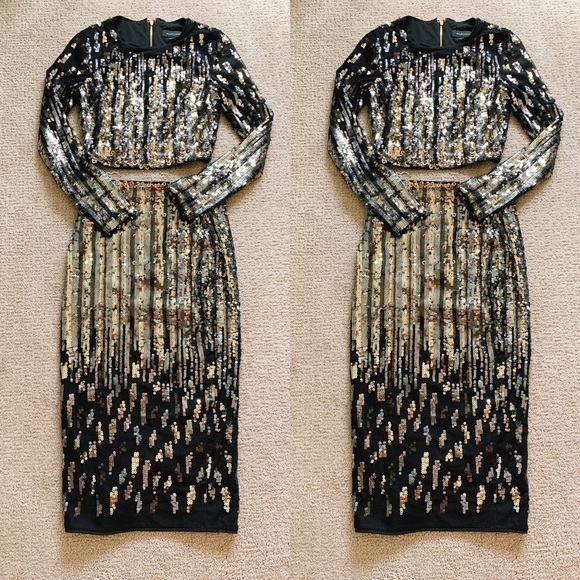 Set Marciano Sequin Crop Top & Midi Skirt Set - Picture 2 of 8